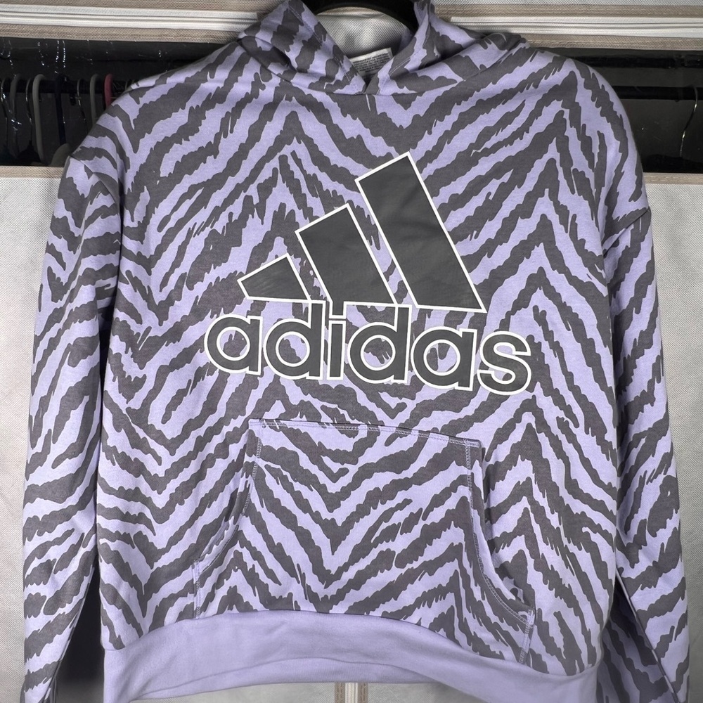 NWT JUNIORS ADIDAS ALLOVER PRINT FLEECE HOODIE SIZE XL/16